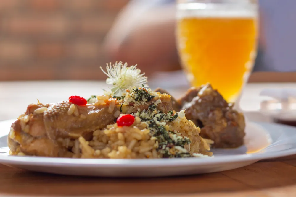 Poulet et riz avec boisson