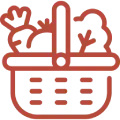 Panier de légumes rouges